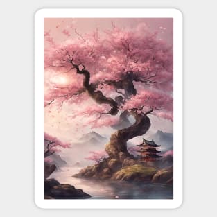 Japan Cherry Blossom Tree Landscape Scenery Sticker